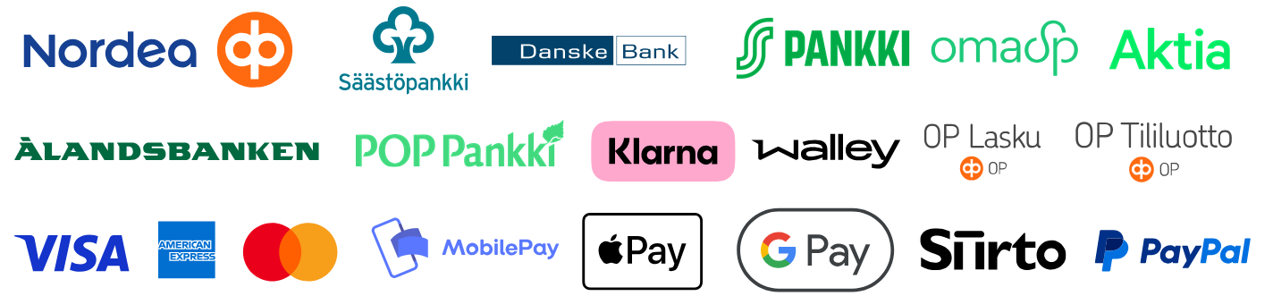 Maksutavat listaus sekä linkki maksutavat sivulle